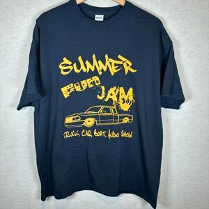 Vintage Summer Fun Jam Car Show T Shirt Mens XL Navy Blue Truck Audio Graphic